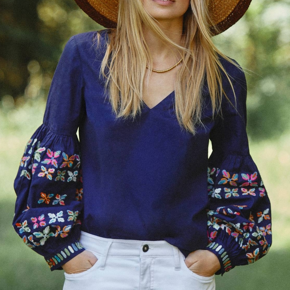 Anthropologie Maeve Sonja Embroidered Blouse - Picture 1 of 4